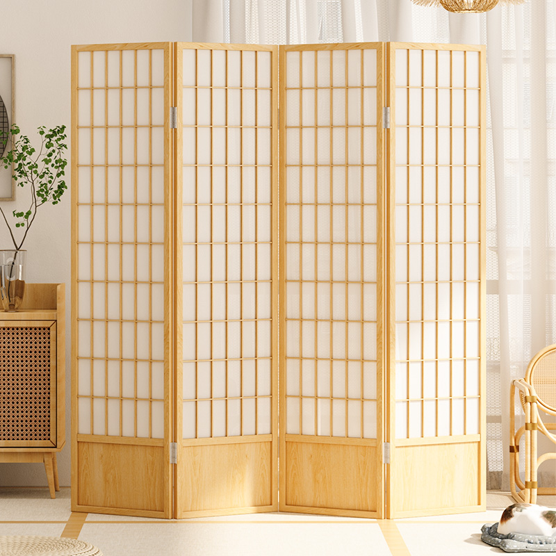 パーテーション 和風格子四連衝立木製間仕切り