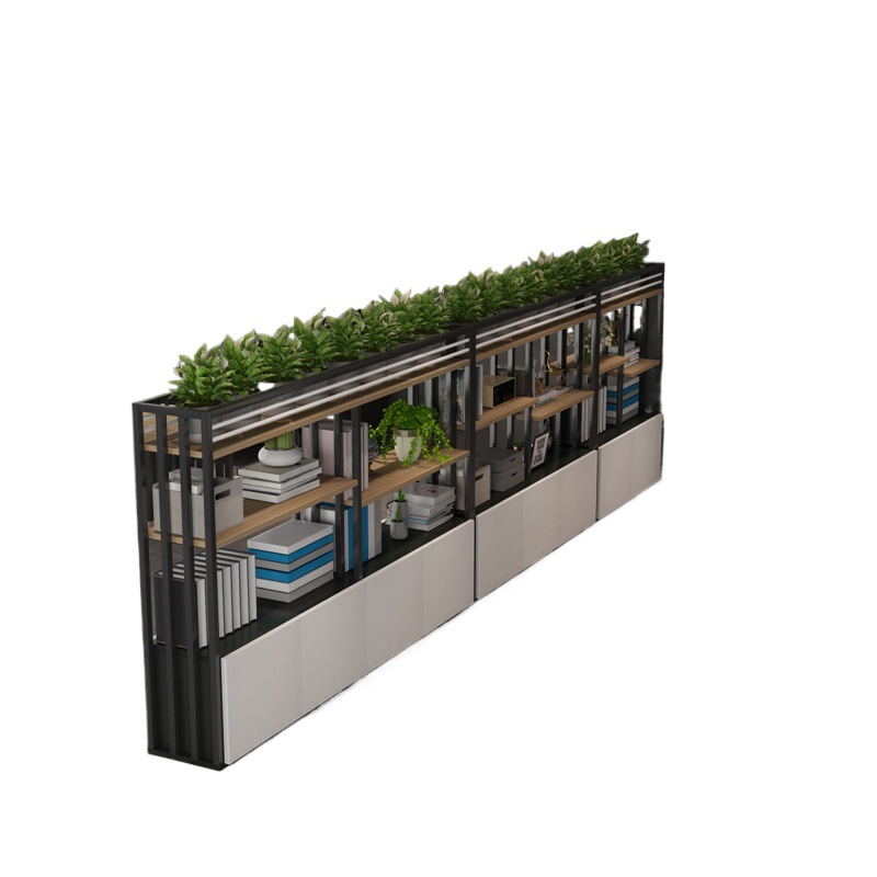 パーテーション グリーン装飾付き多機能収納パーテーション