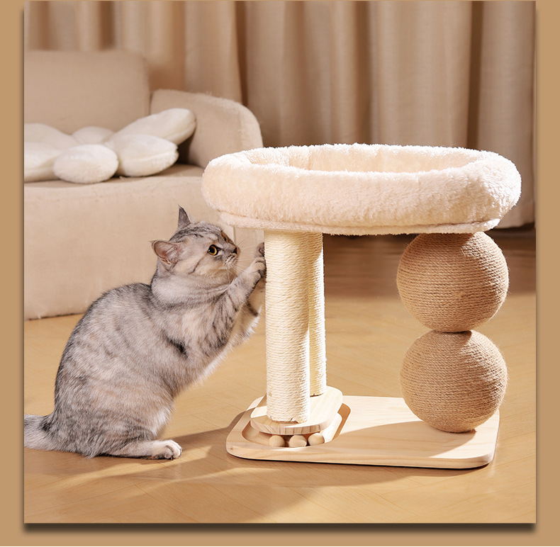 猫 おもちゃ 麻縄ボール付き爪とぎタワー休憩台