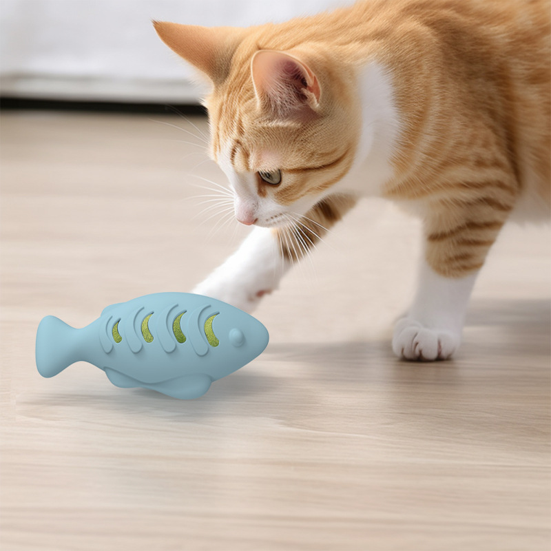  魚型歯磨きケア猫用おもちゃ