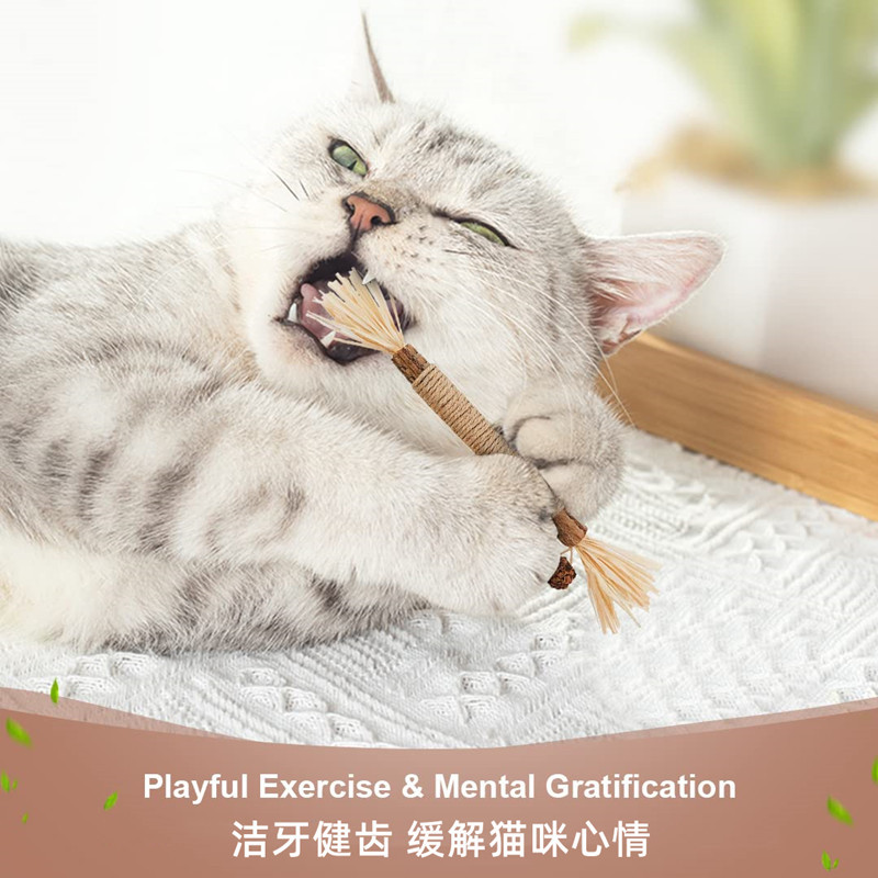 猫 おもちゃ 天然またたび木枝の歯磨き遊びスティック