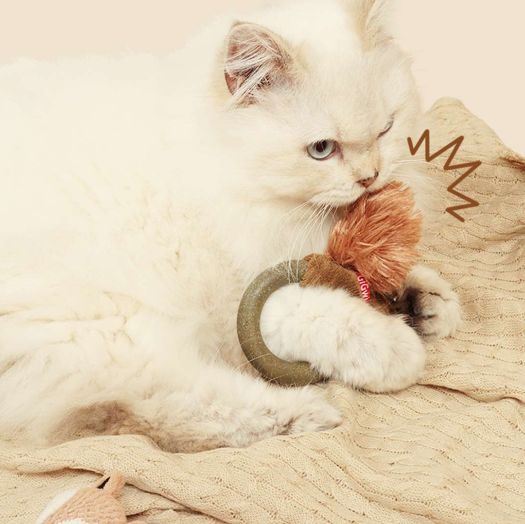 猫 おもちゃ やわらか輪っか型 ふわふわ尻尾の猫じゃらし