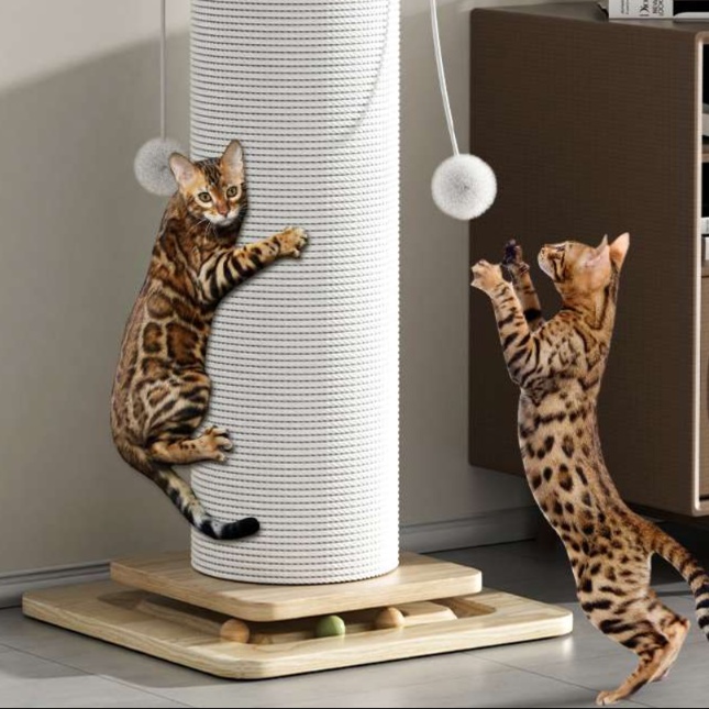 猫 おもちゃ 両面回転式 ふわもこ柱型じゃらし