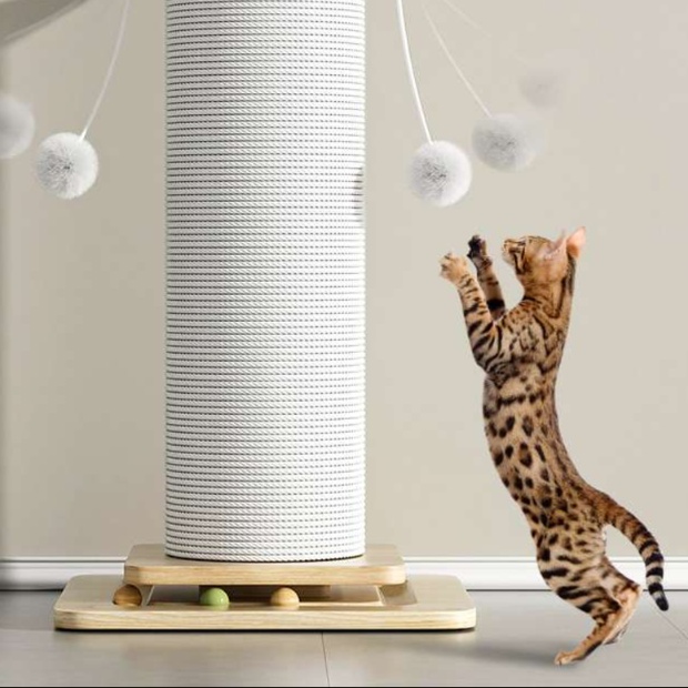 猫 おもちゃ 両面回転式 ふわもこ柱型じゃらし