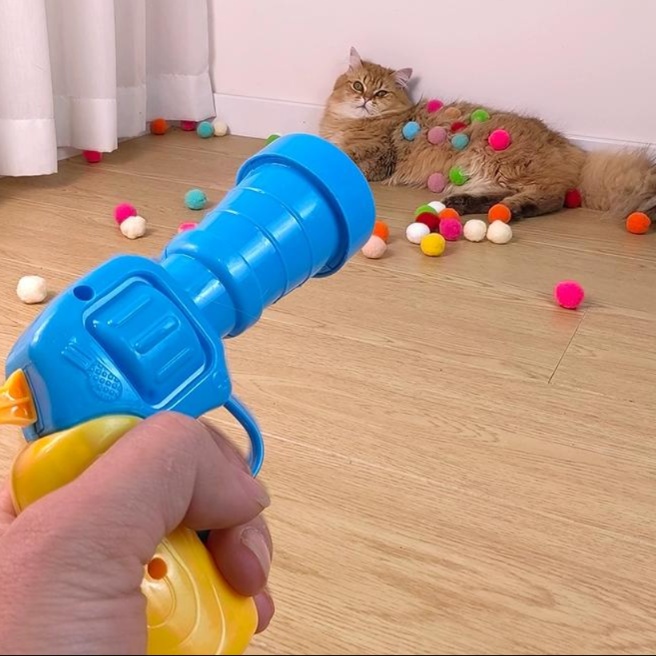 猫 おもちゃ もふもふボール発射器 猫じゃらし