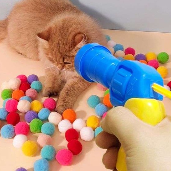 猫 おもちゃ もふもふボール発射器 猫じゃらし