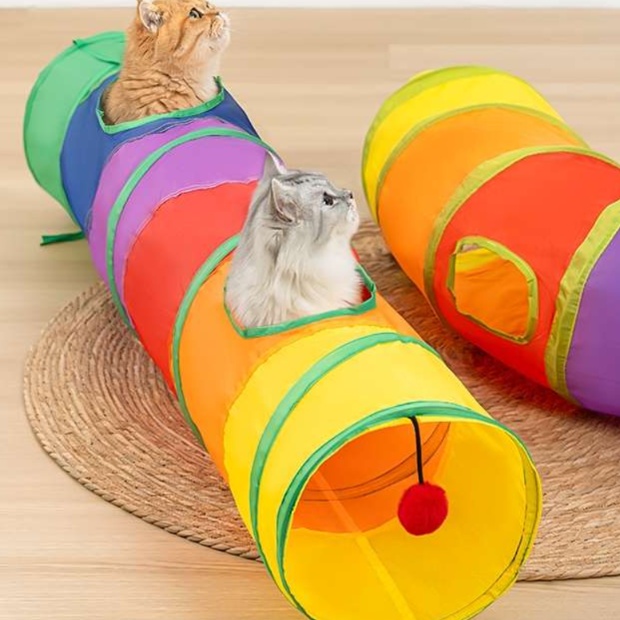 猫 おもちゃ 折りたたみ式トンネルじゃらし