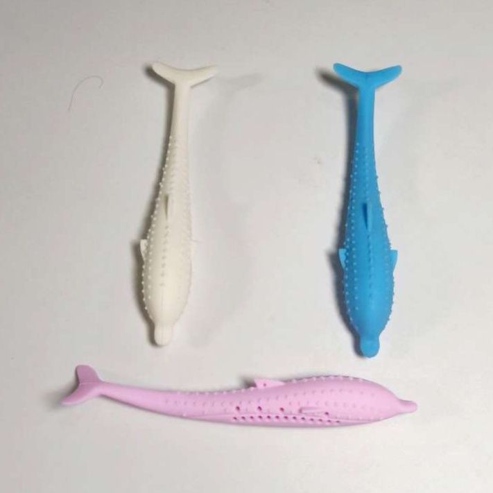 猫 おもちゃ 猫用歯みがき魚型シリコンおもちゃ