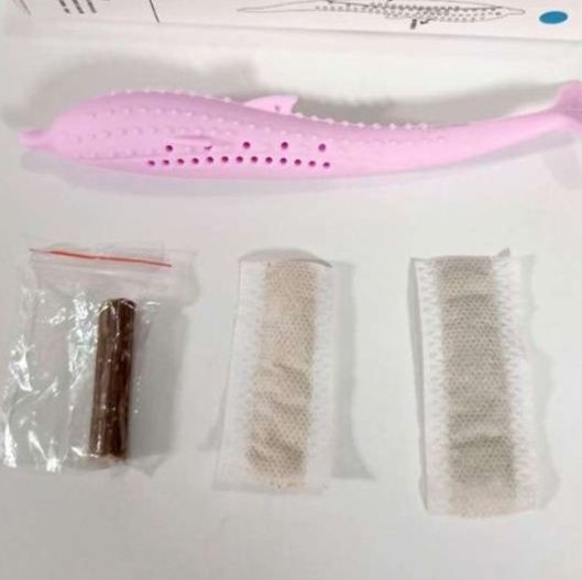 猫 おもちゃ 猫用歯みがき魚型シリコンおもちゃ