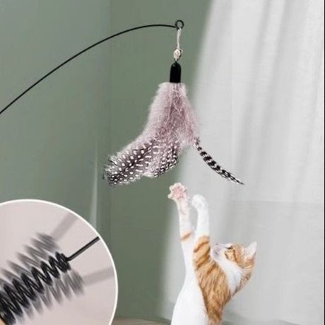 猫 おもちゃ 弾力グリップの匠 猫じゃらし棒 羽根付き