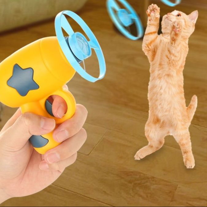 猫 おもちゃ 空飛ぶ輪っか発射！猫じゃらしシューター