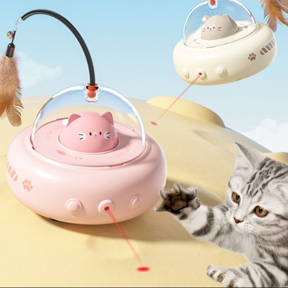 猫 おもちゃ 光る宇宙船型猫じゃらし