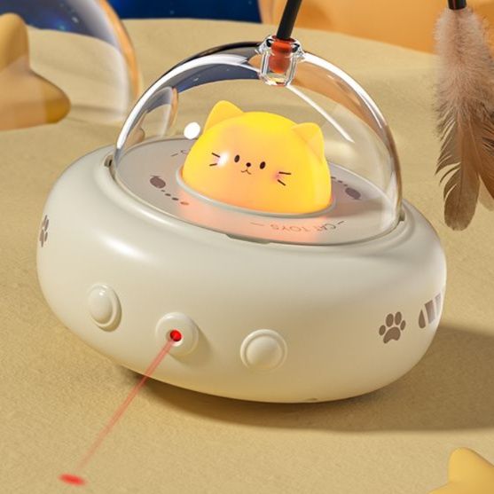 猫 おもちゃ 光る宇宙船型猫じゃらし