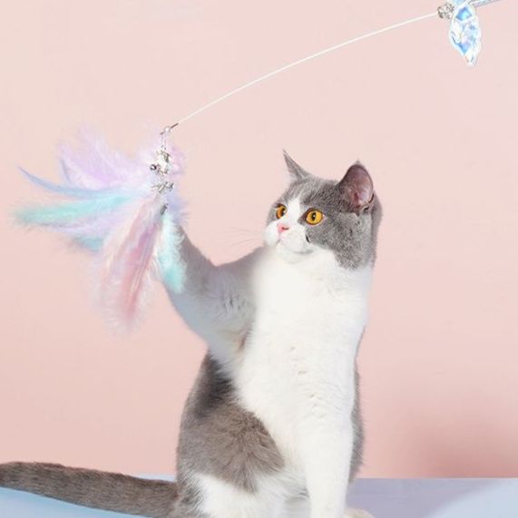 猫 おもちゃ 天使の羽根付き もふもふ仙女猫じゃらし