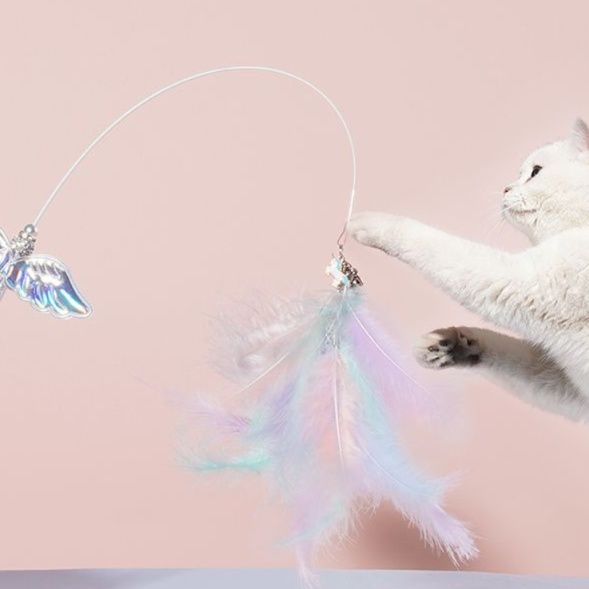 猫 おもちゃ 天使の羽根付き もふもふ仙女猫じゃらし