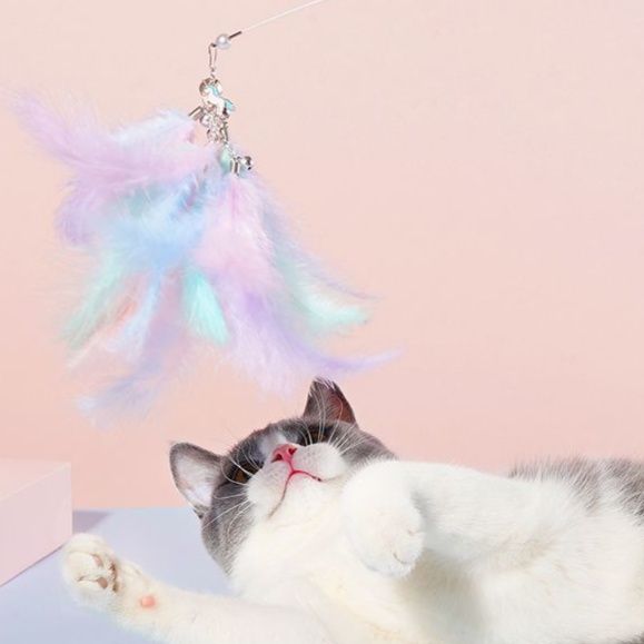 猫 おもちゃ 天使の羽根付き もふもふ仙女猫じゃらし