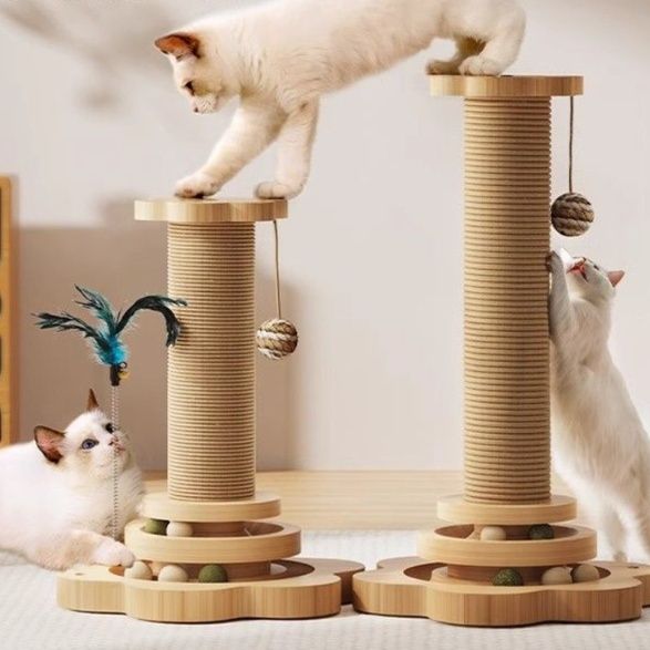 猫 おもちゃ 天然木製 遊びタワー キャットポール