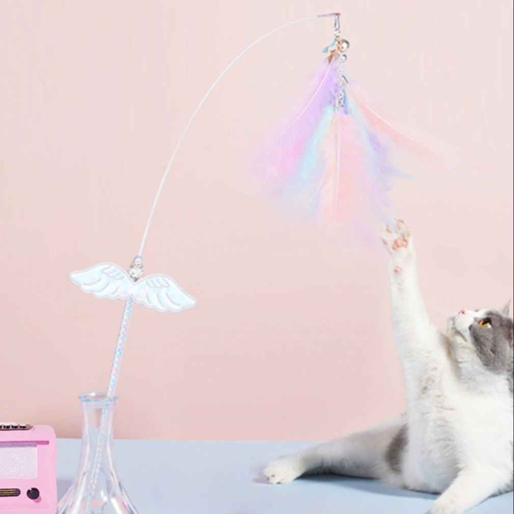 猫 おもちゃ 天使の羽 猫じゃらし スティック