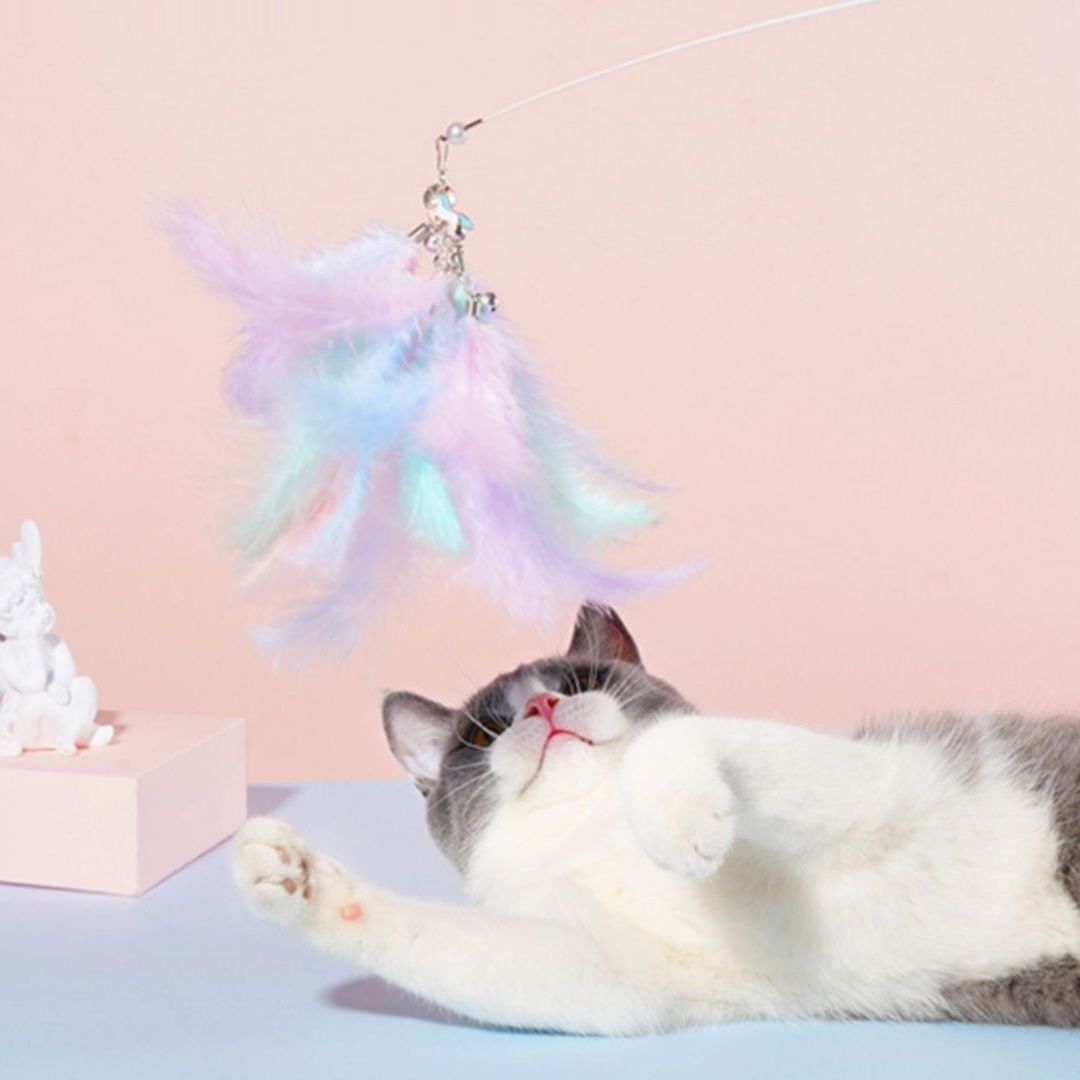 猫 おもちゃ 天使の羽 猫じゃらし スティック