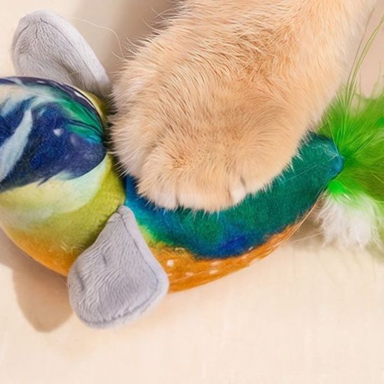 猫 おもちゃ 小鳥のようなふわふわ猫じゃらし