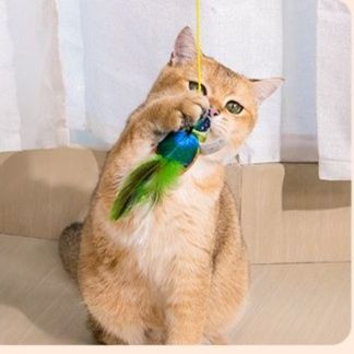 猫 おもちゃ 小鳥のようなふわふわ猫じゃらし