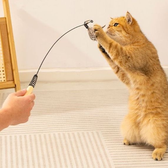 猫 おもちゃ 弾力スプリング猫じゃらし棒