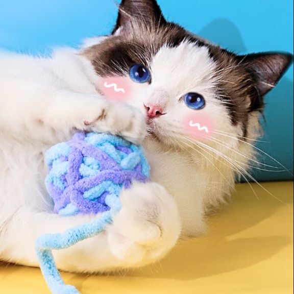 猫 おもちゃ やわらか手編みの鈴入り猫じゃらし