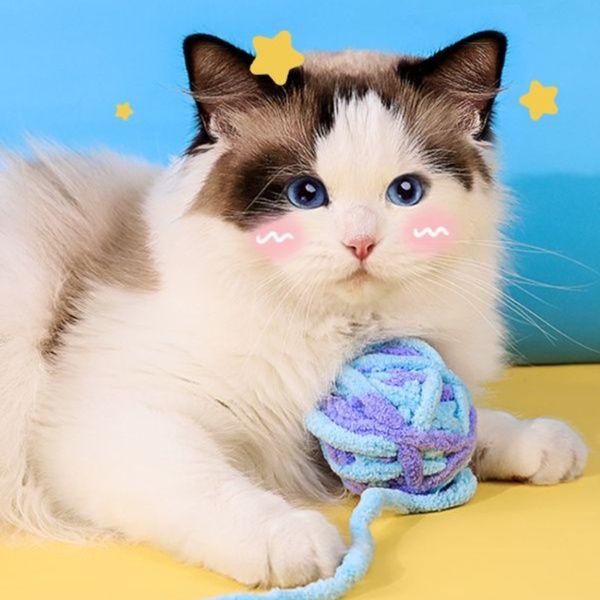 猫 おもちゃ やわらか手編みの鈴入り猫じゃらし