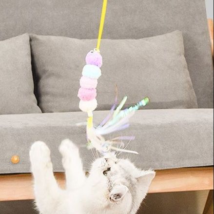 猫 おもちゃ ふわふわ棒の遊び道具