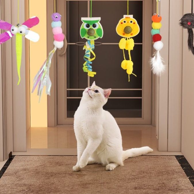 猫 おもちゃ ふわふわ棒の遊び道具