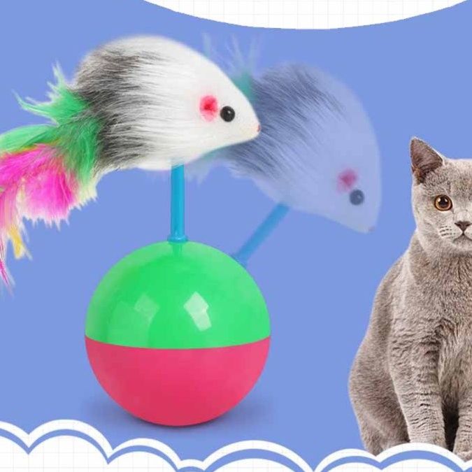 猫 おもちゃ くるくるネズミ 回転じゃらし