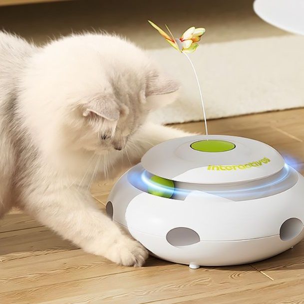 猫 おもちゃ 自動回転蝶々猫じゃらし