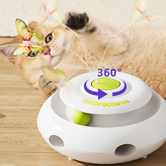 猫 おもちゃ 自動回転蝶々猫じゃらし
