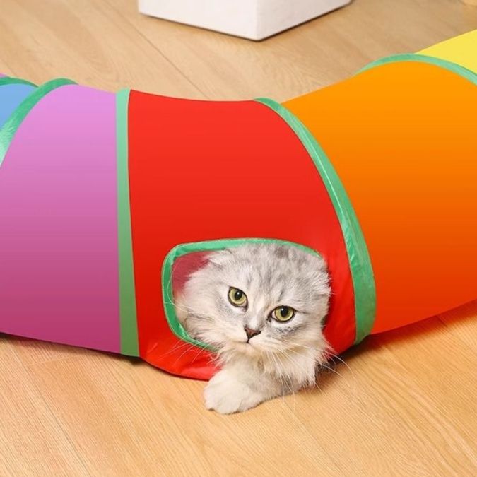 猫 おもちゃ 折りたためる トンネル型 キャットハウス