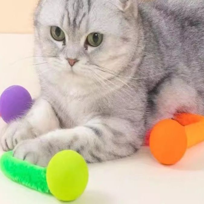 猫 おもちゃ もちもち弾むワームじゃらし