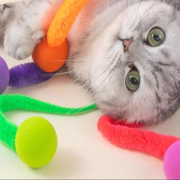 猫 おもちゃ もちもち弾むワームじゃらし