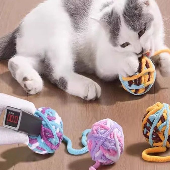 猫 おもちゃ もこもこ毛糸ボール猫じゃらし