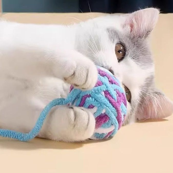 猫 おもちゃ もこもこ毛糸ボール猫じゃらし