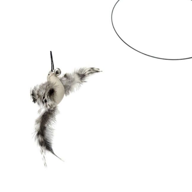 猫 おもちゃ 天然羽根付き 伸縮式猫じゃらし棒