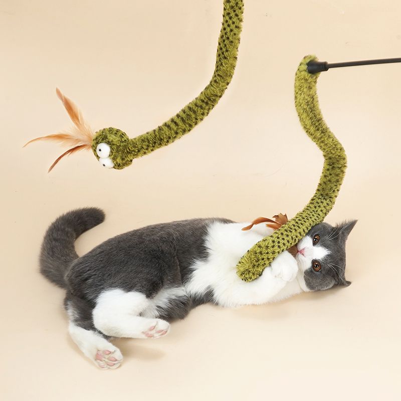 猫 おもちゃ へび型 ふわもこ猫じゃらし スティック
