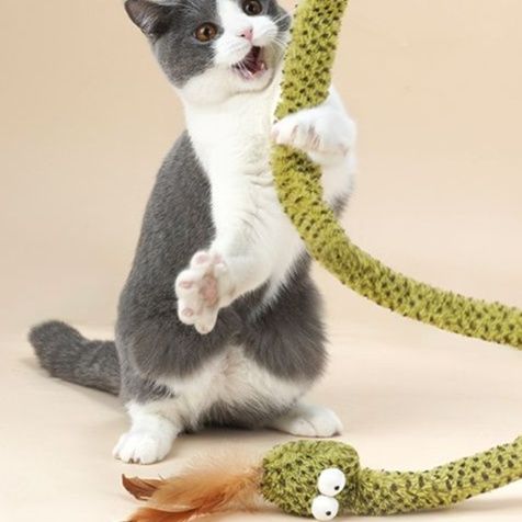 猫 おもちゃ へび型 ふわもこ猫じゃらし スティック
