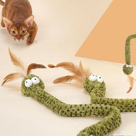 猫 おもちゃ へび型 ふわもこ猫じゃらし スティック