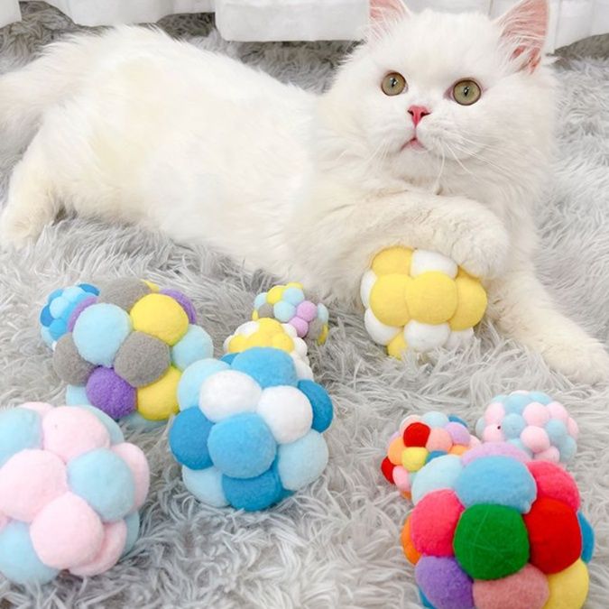 猫 おもちゃ もこもこボール型 猫じゃらし