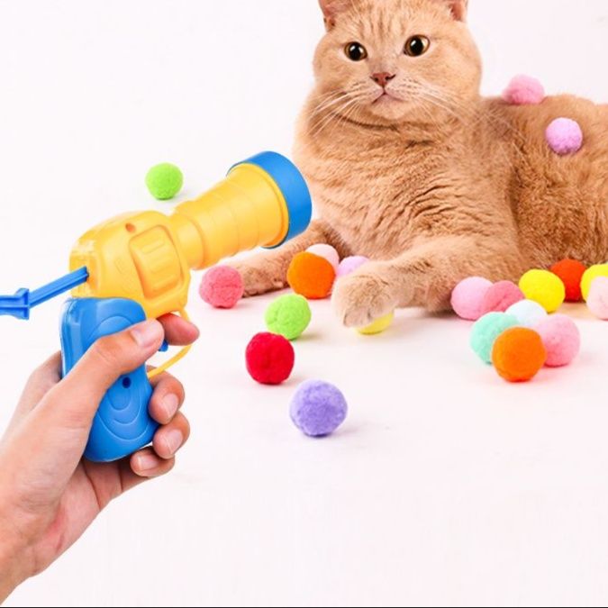 猫 おもちゃ ふわふわポンポン連射式猫じゃらし