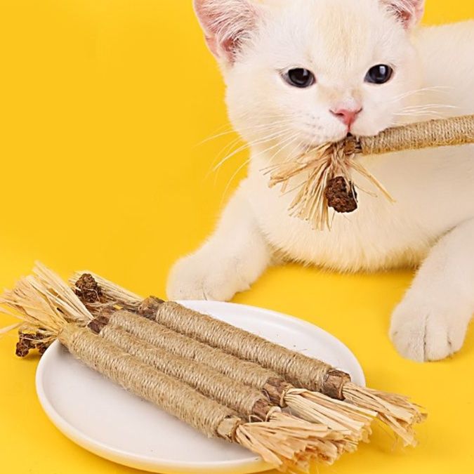 猫 おもちゃ 猫の歯磨きにもなる麻縄天然またたびスティック