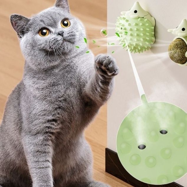 猫 おもちゃ 毛づくろいサポート！歯ブラシ付き回転ヘッジホグ
