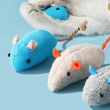 猫 おもちゃ もふもふネズミ３兄弟の猫じゃらし
