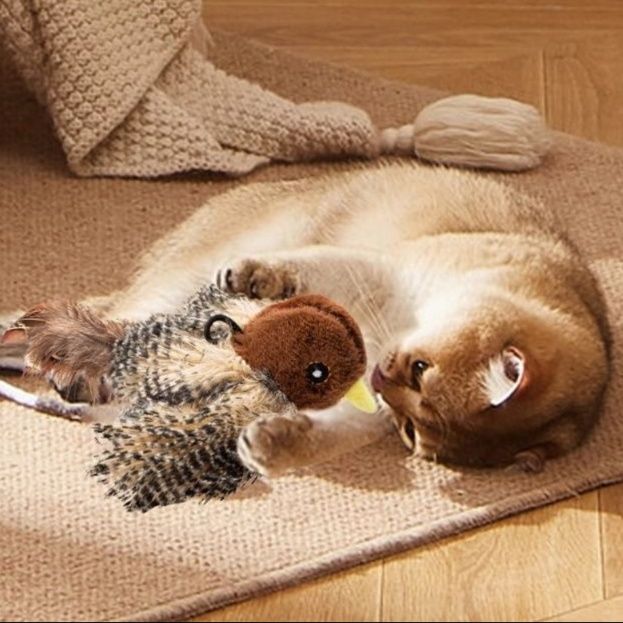 猫 おもちゃ 小鳥の声付き猫じゃらしトイ