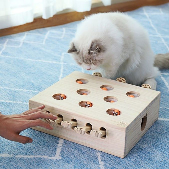 猫 おもちゃ 木製もぐらたたき猫じゃらし 