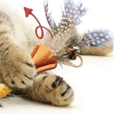 猫 おもちゃ もふもふ羽根付き歯磨き猫じゃらし